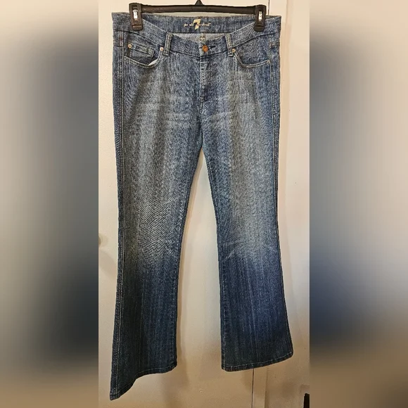 Seven 7 For All Mankind Women's A Pocket Flare Leg Jeans Blue Size 31 - Picture 1 of 10